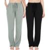 imageBAMBOO COOL Women Pajama Pants Casual Pj Pants with Pockets Comfy Lounge Sleep Bottoms Workout Yoga SweatpantsPantsablacklight Blue 2pack