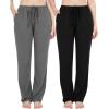 imageBAMBOO COOL Women Pajama Pants Casual Pj Pants with Pockets Comfy Lounge Sleep Bottoms Workout Yoga SweatpantsPantsbblackgrey 2pack