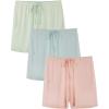imageBAMBOO COOL Womens Pajama Shorts Comfy Lounge Shorts Drawstring Pj Pants Sleep Shorts with Pockets Pack of 3Shortsapinkbluegreen 3pack