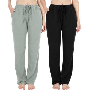 imageBAMBOO COOL Women Pajama Pants Casual Pj Pants with Pockets Comfy Lounge Sleep Bottoms Workout Yoga SweatpantsPantsablacklight Blue 2pack
