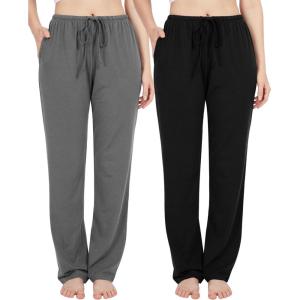 imageBAMBOO COOL Women Pajama Pants Casual Pj Pants with Pockets Comfy Lounge Sleep Bottoms Workout Yoga SweatpantsPantsbblackgrey 2pack