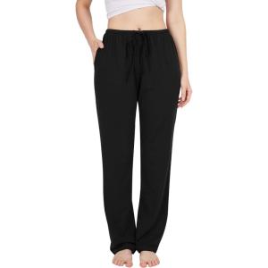 imageBAMBOO COOL Women Pajama Pants Comfy Lounge Sleep Bottoms Casual Pj Pants with Pockets and Stretch DrawstringPantsablack 1pack