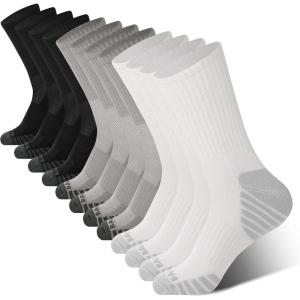 imageBAMBOO COOL Mens Crew Socks Athletic Running Sports Socks Cushioned Moisture Wicking Breathable Arch Support 6 PackBlack2 white2 grey2