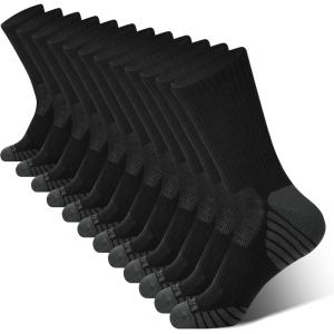 imageBAMBOO COOL Mens Crew Socks Athletic Running Sports Socks Cushioned Moisture Wicking Breathable Arch Support 6 PackBlack6