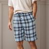 imageBAMBOO COOL Mens Pajama Shorts Plaid Sleep Short Pants with Pockets Soft Lounge Woven Pajamas Bottoms for Men2 Packc