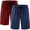 imageBAMBOO COOL Mens Pajama Shorts Soft Sleep Shorts Comfy Lounge Pajama Bottoms with PocketsAnavy Blue  Red2 Pack