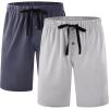imageBAMBOO COOL Mens Pajama Shorts Soft Sleep Shorts Comfy Lounge Pajama Bottoms with PocketsArock Gray  Light Grey2 Pack