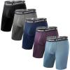 imageBAMBOO COOL Mens Long Boxer Briefs Long Leg Performance Breathable Comfort Underwear for Men 3 or 5 PackLong Leg Boxer Briefs  Cyan  Purple  Dark Blue  Dark Grey  Black  5 Pack