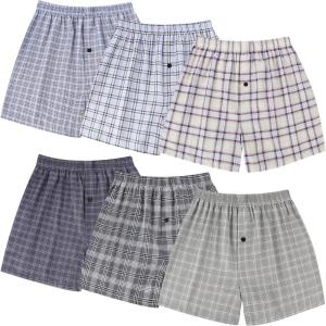 imageBAMBOO COOL Mens Woven Boxer Shorts Underwear Classic Fit Boxers for Men Multicolor Shorts with Button Fly 6 PackAssorted Plaid B 6 Pack