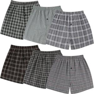 imageBAMBOO COOL Mens Woven Boxer Shorts Underwear Classic Fit Boxers for Men Multicolor Shorts with Button Fly 6 PackAssorted Plaid a 6 Pack