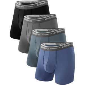 imageBAMBOO COOL Mens Underwear Boxer Briefs Soft Breathable Underwear 4 or 7 Pack05blackHaze BlueGrayGrayish Blue4 Pack