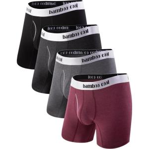 imageBAMBOO COOL Mens Underwear Boxer Briefs Soft Breathable Underwear 4 or 7 Pack06redDarkgrayBlackgrayBlack4 Pack