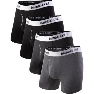 imageBAMBOO COOL Mens Underwear Boxer Briefs Soft Breathable Underwear 4 or 7 Pack07darkgrayBlackgray2 Black4 Pack