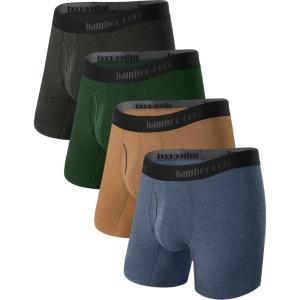 imageBAMBOO COOL Mens Underwear Boxer Briefs Soft Breathable Underwear 4 or 7 Pack08brownDark BlueBlackish GrayBlackish Green4 Pack