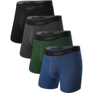 imageBAMBOO COOL Mens Underwear Boxer Briefs Soft Breathable Underwear 4 or 7 Pack09navy BlueDark GrayBlackDark Green4 Pack