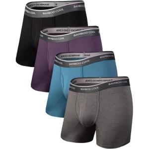 imageBAMBOO COOL Mens Underwear Boxer Briefs Soft Breathable Underwear 4 or 7 Pack10dark GrayMidnight BluePurpleBlack4 Pack