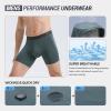 imageBAMBOO COOL Mens Underwear Boxer BriefsRegular LegBreathable Soft MoistureWicking with Fly Underwear For men 4 PackGray Green  Gray Blue  Dark Gray  Olive Green