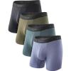 imageBAMBOO COOL Mens Underwear Boxer BriefsRegular LegBreathable Soft MoistureWicking with Fly Underwear For men 4 PackGray Green  Gray Blue  Dark Gray  Olive Green