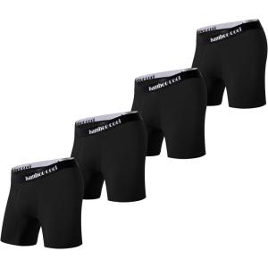 imageBAMBOO COOL Mens Underwear Boxer Briefs with Fly Soft Comfortable Breathable Underwear for Men MultipackAblack4pack