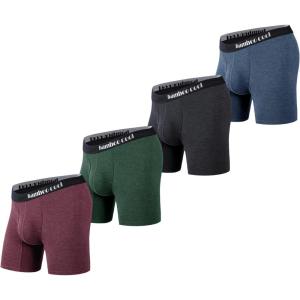 imageBAMBOO COOL Mens Underwear Boxer Briefs with Fly Soft Comfortable Breathable Underwear for Men MultipackDdark Red dark Green gray blue4pack