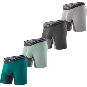 imageBAMBOO COOL Mens Underwear Boxer Briefs with Fly Soft Comfortable Breathable Underwear for Men MultipackEgreen lightgreen grey lightgrey4pack