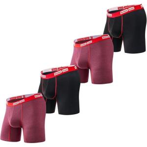 imageBAMBOO COOL Mens Underwear Boxer Briefs with Fly Soft Comfortable Breathable Underwear for Men MultipackLred Belt2red 2black