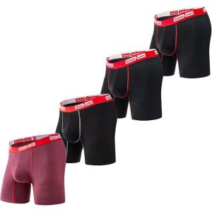 imageBAMBOO COOL Mens Underwear Boxer Briefs with Fly Soft Comfortable Breathable Underwear for Men MultipackMred Beltred 3black