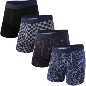 imageBAMBOO COOL Mens Underwear Classical Printed Boxer Briefs Underwears Fly Pouch Boxers Stretch Support Trunks for Man