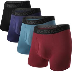 imageBAMBOO COOL Mens Underwear Dual Pouchs Boxer Briefs Support Ball Pouch Breathable Underwear For Men 4 Pack4amulticolor