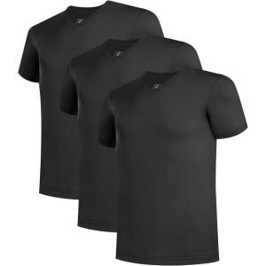 imageBAMBOO COOL Mens Undershirts Slim Fit VNeck Breathable MoistureWicking TShirts Soft Stretch White Tees for Men 3 PackV Neckblack3