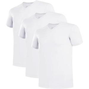 imageBAMBOO COOL Mens Undershirts Slim Fit VNeck Breathable MoistureWicking TShirts Soft Stretch White Tees for Men 3 PackV Neckwhite3