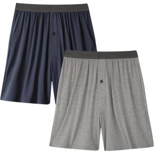 imageBAMBOO COOL Mens Pajama Shorts Soft Breathable Lounge Relaxing Comfy Sleepwear Pajamas Bottoms with Pockets 2 PackBgraynavy2 Pack