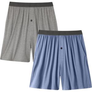 imageBAMBOO COOL Mens Pajama Shorts Soft Breathable Lounge Relaxing Comfy Sleepwear Pajamas Bottoms with Pockets 2 PackCbluegray2 Pack