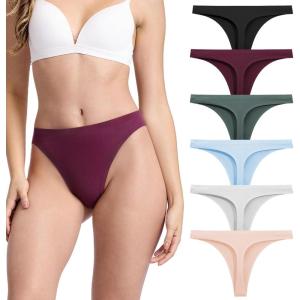 imageBAMBOO COOL Womens Thongs No Show Underwear Low Waisted Seamless Pantie Tagless 6 PackMulticoloured B 6pack