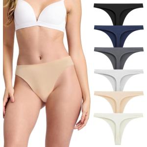 imageBAMBOO COOL Womens Thongs No Show Underwear Low Waisted Seamless Pantie Tagless 6 PackMulticoloured a 6pack