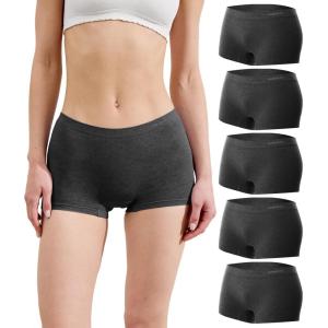 imageBAMBOO COOL Womens Boyshort Panties Seamless Underwear Stretchy Moisture Wicking Boxer Briefs for Ladies 5 PackBlack a 5pack