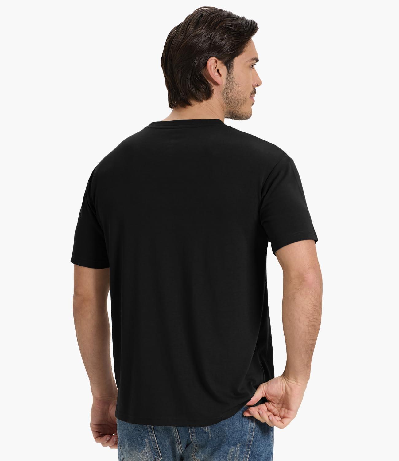 imageBAMBOO COOL Mens Pocket TShirts Crew Neck Tee Short Sleeve Shirts Soft Comfortable Classic Tshirt Undershirts for MenAblack