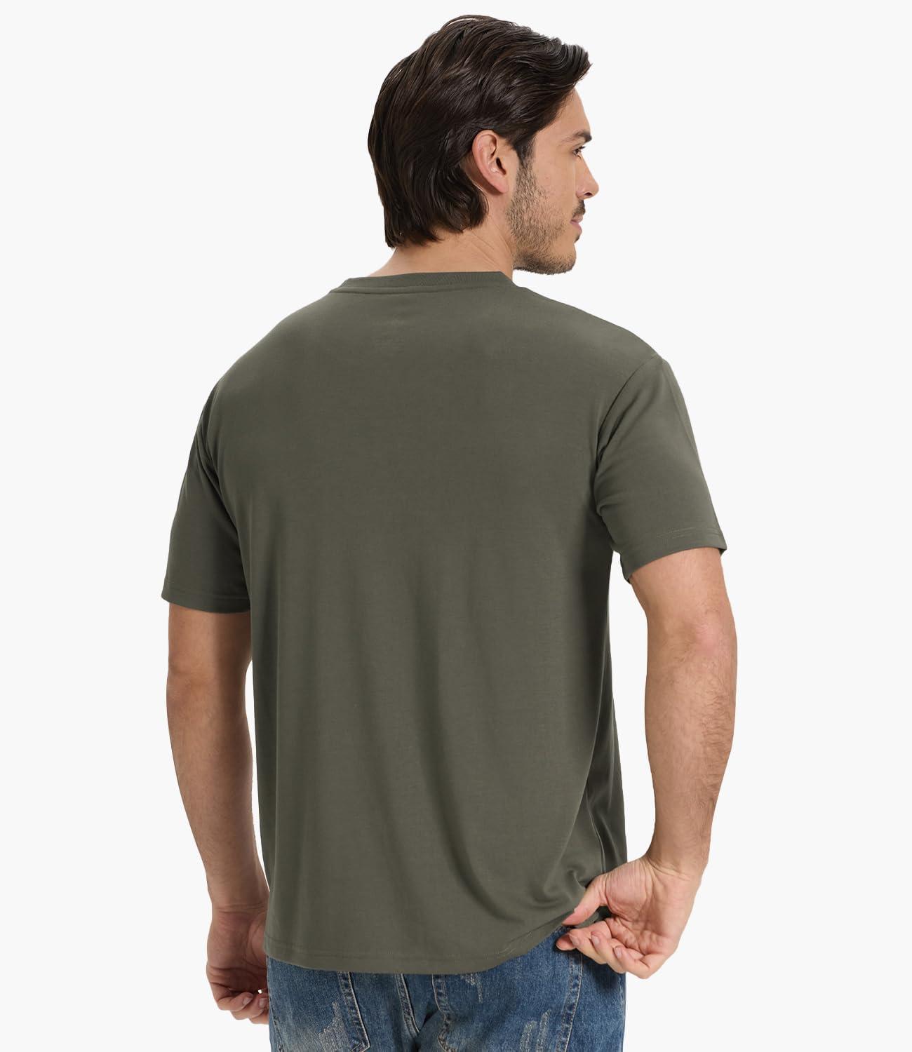 imageBAMBOO COOL Mens Pocket TShirts Crew Neck Tee Short Sleeve Shirts Soft Comfortable Classic Tshirt Undershirts for MenCgreen