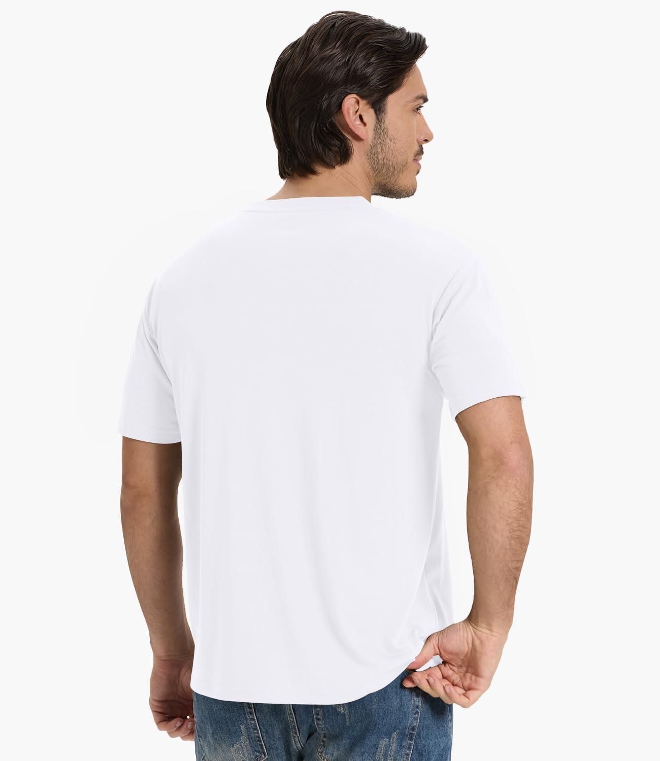 imageBAMBOO COOL Mens Pocket TShirts Crew Neck Tee Short Sleeve Shirts Soft Comfortable Classic Tshirt Undershirts for MenDwhite
