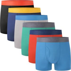 imageBAMBOO COOL Boys Boxer Briefs 618Y Underwear MoistureWicking Lightweight and Ultra Soft 6PackBlack navy Blue lava Red turquoise light Grey wathet6pack