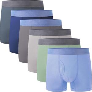 imageBAMBOO COOL Boys Boxer Briefs 618Y Underwear MoistureWicking Lightweight and Ultra Soft 6PackLight Grey aqua blue Ashes dark Blue grey baby Blue6pack