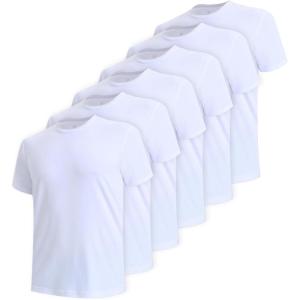 imageBAMBOO COOL Mens Undershirts MoistureWicking Crewneck T Shirts Breathable Stretch Soft Tees for Men 3 or 6 Pack6 Packwhite