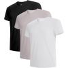 imageBAMBOO COOL Mens Undershirts Stretch V Neck TShirtsBreathable and MoistureWicking Tees for Men 3 PackVneckblackWhiteGrey