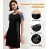 imageBAMBOO COOL Womens Nightgown Soft Sleepwear Short Sleeve Pajamas Lounge Sleep Dress Comfy Nightshirt for LadiesBlack