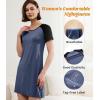 imageBAMBOO COOL Womens Nightgown Soft Sleepwear Short Sleeve Pajamas Lounge Sleep Dress Comfy Nightshirt for LadiesDark Blue