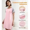 imageBAMBOO COOL Womens Nightgown Soft Sleepwear Short Sleeve Pajamas Lounge Sleep Dress Comfy Nightshirt for LadiesPink