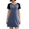 imageBAMBOO COOL Womens Nightgown Soft Sleepwear Short Sleeve Pajamas Lounge Sleep Dress Comfy Nightshirt for LadiesDark Blue