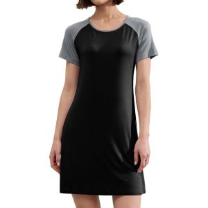 imageBAMBOO COOL Womens Nightgown Soft Sleepwear Short Sleeve Pajamas Lounge Sleep Dress Comfy Nightshirt for LadiesBlack