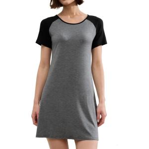 imageBAMBOO COOL Womens Nightgown Soft Sleepwear Short Sleeve Pajamas Lounge Sleep Dress Comfy Nightshirt for LadiesDark Grey