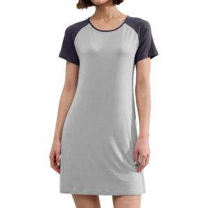 imageBAMBOO COOL Womens Nightgown Soft Sleepwear Short Sleeve Pajamas Lounge Sleep Dress Comfy Nightshirt for LadiesLight Grey